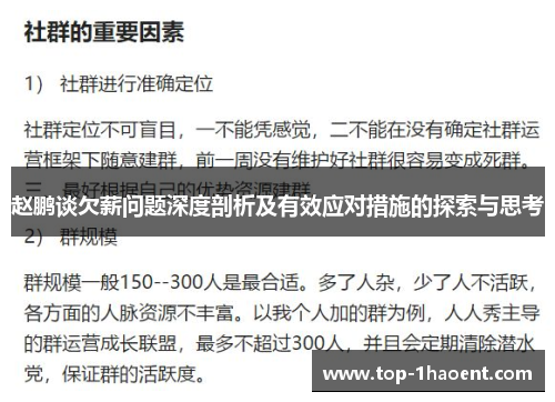 赵鹏谈欠薪问题深度剖析及有效应对措施的探索与思考